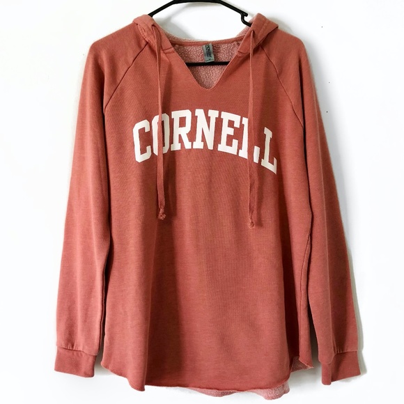Cornell Tops - Independent Trading Co Cornell Oversized Collegiate V Neck Hoodie Sweatshirt